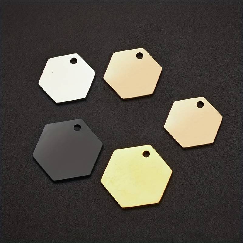 Stainless Steel Hexagon Shape Blank Dog Tags Key Tags Pet Id - Temu
